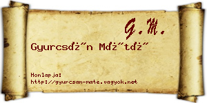 Gyurcsán Máté névjegykártya